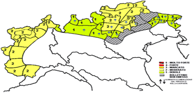 Mappa rischio valanghe arco alpino