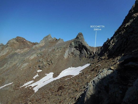 Cima di Pietra Rossa - Verso la Bocchetta 2980 m (versante W)