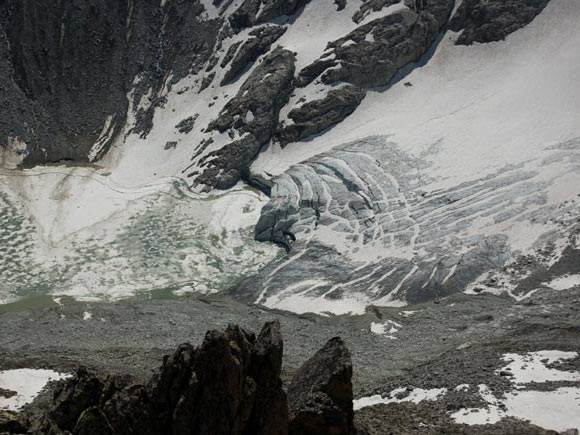 Cima di Salimmo - Vista sulla fronte del ghiacciaio di Pisgana
