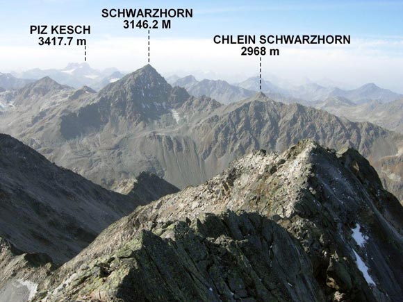 Flela-Wisshorn, cresta NE - Panorama verso SW