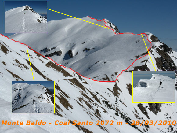 Monte Baldo - Coal Santo - Percorso di salita lungo la cresta fra Cima Chiergo e Coal Santo