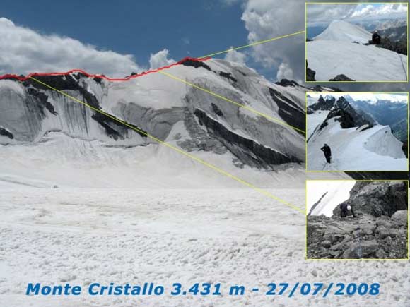 Monte Cristallo - Cresta e parete nord del Cristallo visti dal ghiacciaio della Vedretta Piana
