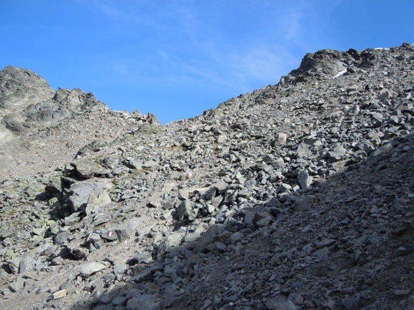 Piz Sesvenna - A sinistra il Piz Sesvenna, al centro l'intaglio (q. 3081 m), a destra la Foratrida