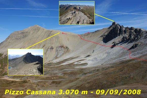 Punta e Pizzo Cassana - A sinistra Il Pizzo Cassana, a destra la Punta Cassana, da SW