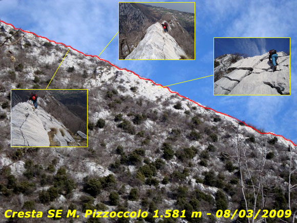 Monte Pizzoccolo - Cresta SE - Vista sulla cresta sud-est di salita