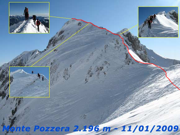 Monte Pozzera - La cima e la cresta di salita visti dai pressi del Passo di Pozzera