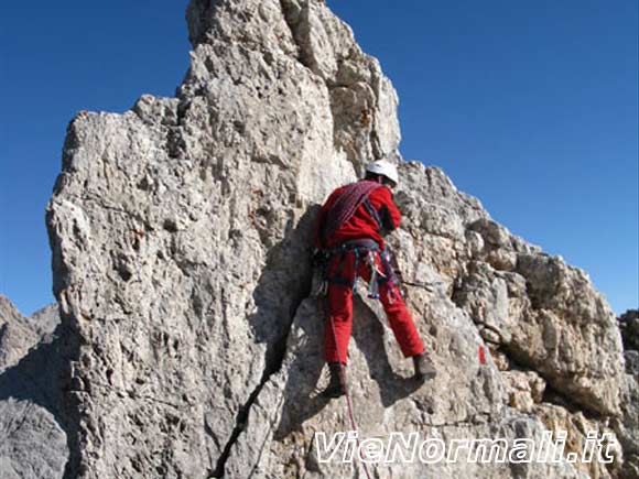 Sass Ortiga - Passaggio di cresta tornando dalla cima