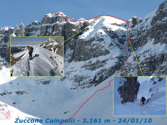 Zuccone Campelli - Itinerario di salita per il canalone dei Camosci e cima sulla sinistra