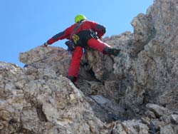 Passaggio in roccia su Cima Valfredda