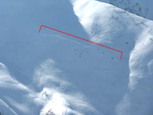 Linea di possibile distacco di un lastrone