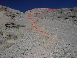 Via Normale Piz de Lavarela, cima Ovest