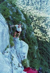 Via Normale Pizzo d´ Erna-Ferrata Gamma 1 - L esposto  traverso con cui termina la prima parte della ferrata