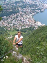 Via Normale Monte San Salvatore - Ferrata D. Ossola - L´ uscita dalla Ferrata con Lugano alle spalle.