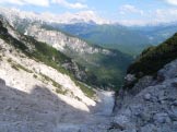 Via Normale Cima del Coro - Visione della salita del ripido ghiaione