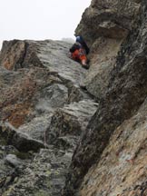 Via Normale Joderhorn - Cresta SE - Il passaggio chiave (V) del secondo tiro 