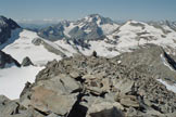 Via Normale Il Chaptschin - Panorama di vetta verso SSW, all´orizzonte il Disgrazia