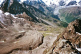 Via Normale Croda di Cengles - Al centro il corridoio fra le due morene