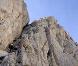 Via Normale Corno Grande - Torrione Cambi - La via Gualerzi verso la Forchetta