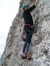 Via Normale Campanile Basso - Linizio dellultimo tiro sulla parete Ampferer