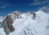 Via Normale Lyskamm - Parete nord - Le punte del Rosa dalla parete nord del Lyskamm