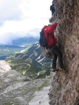 Via Normale Cima Fanis Sud - Ferrata Tomaselli - Tratto molto verticale ed esposto della ferrata