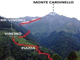 Via Normale Monte Cardinello - Litinerario da poco dopo la partenza