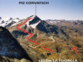 Via Normale Piz Corvatsch - Litinerario da NNE