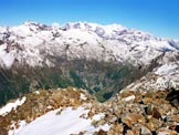 Via Normale Monte Combolo - Dalla vetta, la testata della Val Fontana e, dietro, il Gruppo del Bernina