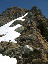Via Normale Cima di Lemma Ovest - Tratto di salita dalla cresta sud