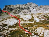 Via Normale Pizzo Porcellizzo - A sinistra lintaglio sulla cresta SSE, al centro la vetta