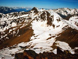 Via Normale Monte Redival - Panorama dalla vetta verso SW, in basso i laghetti