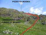 Via Normale Pizzo di Rodes - Dal pianoro, laccesso al costone centrale