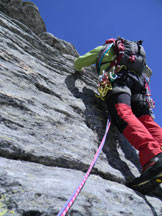 Via Normale Zapporthorn-Spigolo SSE - Tratto di arrampicata.