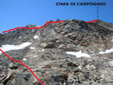 Via Normale Cima di Caspoggio - Dove si abbandona il sentiero segnalato e si traversa a S