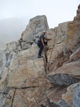 Via Normale Pizzo Cengalo - Il tratto attrezzato con catene.