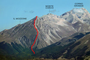 Via Normale Monte Corvo - Vetta Occidentale (cresta W)