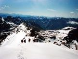 Via Normale Punta dArbola - dal Vannino - In discesa sulla cresta, allinizio del tratto ripido