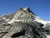 Via Normale Piz Misaun - Allinizio della cresta NNE, al centro la vetta