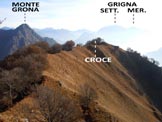 Via Normale Monte Pidaggia - La cresta finale fra la croce e la vetta 