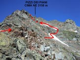 Via Normale Pizzi dei Piani - Allinizio della parete ENE