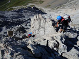 Via Normale Piz Uertsch - Il passaggio pi impegnativo, un caminetto/diedro di II+