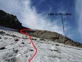 Via Normale Cima di Fellaria - Versante NE - La ripida rampa del versante NE