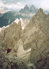 Via Normale Cima Cadin de la Neve - Sulla terrazza detritica in versante N