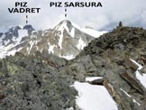 Via Normale Piz Sarsuret - A destra lometto in pietre della vetta