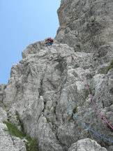 Via Normale Torre della Cima delle Cengie - il primo tiro di corda