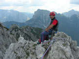 Via Normale Torre della Cima delle Cengie - Alessandro sull´esile cima