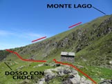 Via Normale Monte Lago - dal Rif. Alpe Lago - Litinerario, dal dosso con la croce