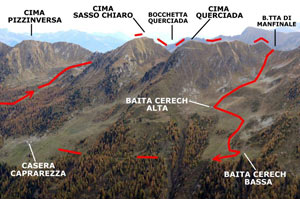 Via Normale Cima Sasso Chiaro - Cima Querciada