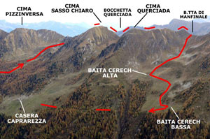 Via Normale Cima Sasso Chiaro - Cima Querciada