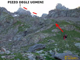 Via Normale Pizzo degli Uomini - Dove si lascia il sentiero per il R. Donati e si svolta a destra